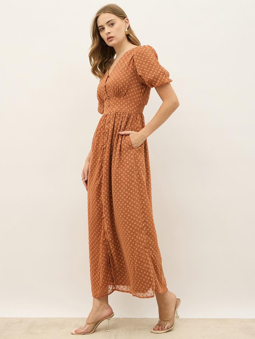 women self designed puff sleeve a-line maxi dress - 21971139 - Standard Image - 1