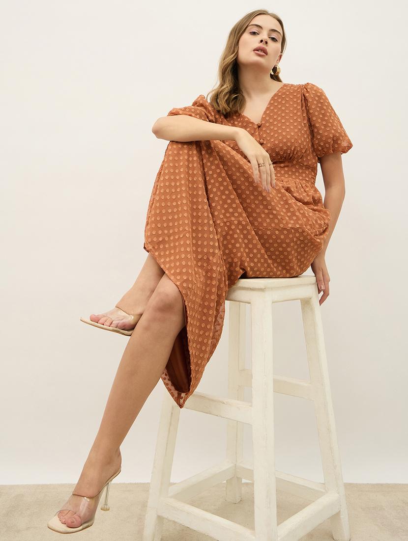 women self designed puff sleeve a-line maxi dress - 21971139 - Standard Image - 4