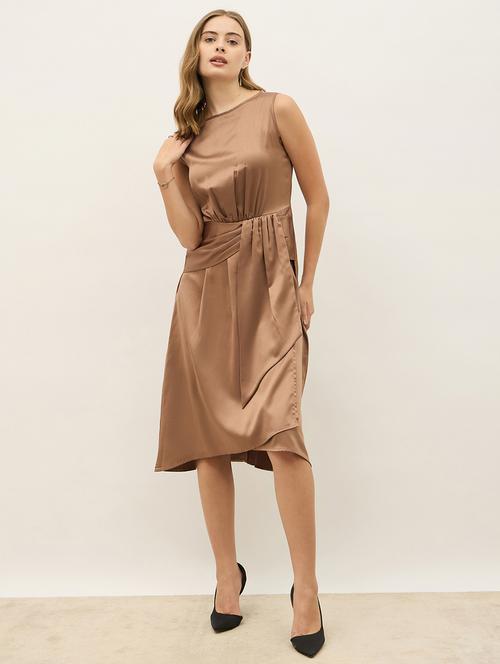 women metallic solid sleeveless a-line dress - 21971142 - Standard Image - 0