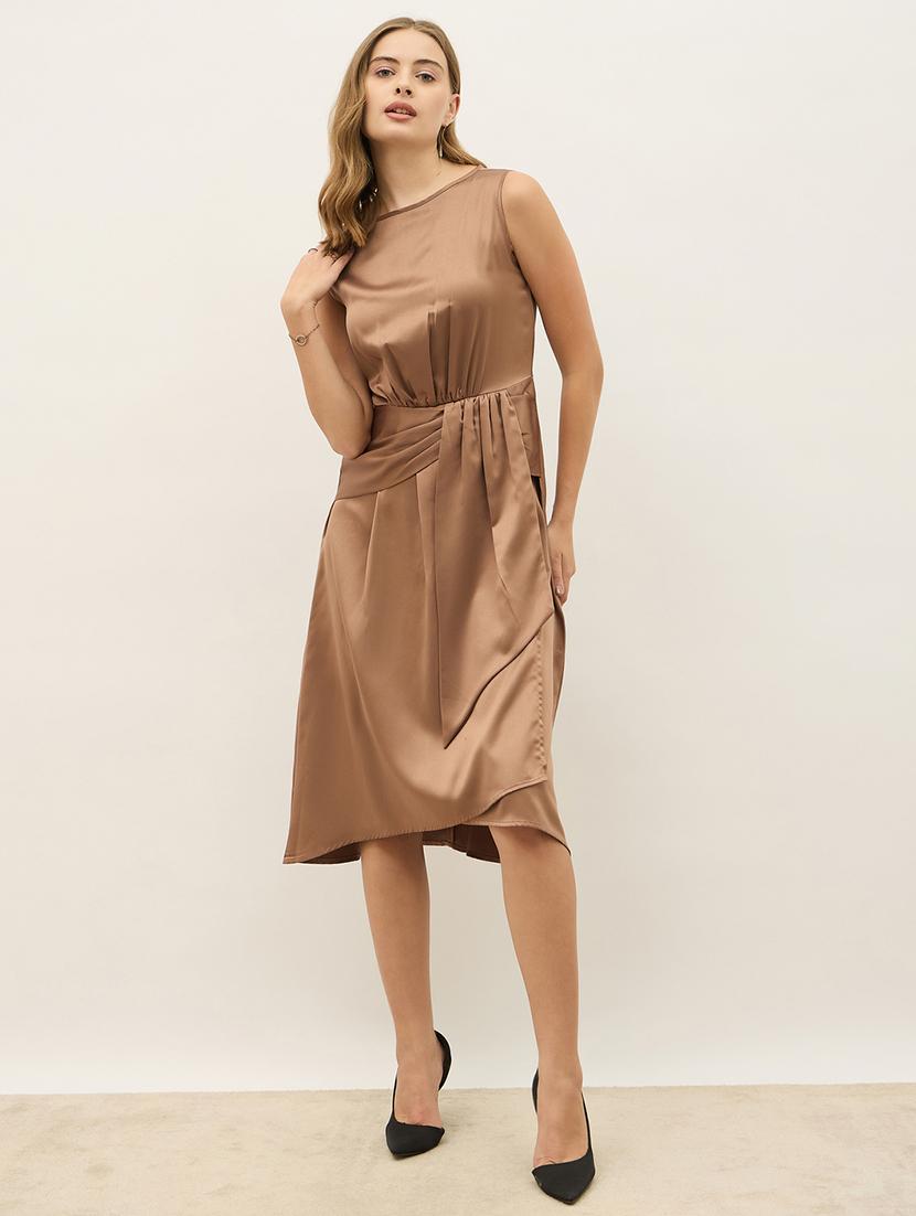 women metallic solid sleeveless a-line dress - 21971142 - Zoom Image - 0