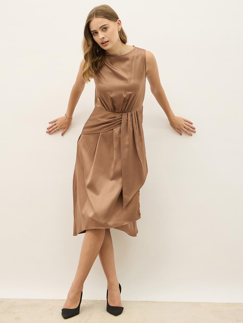 women metallic solid sleeveless a-line dress - 21971142 -  Standard Image - 1