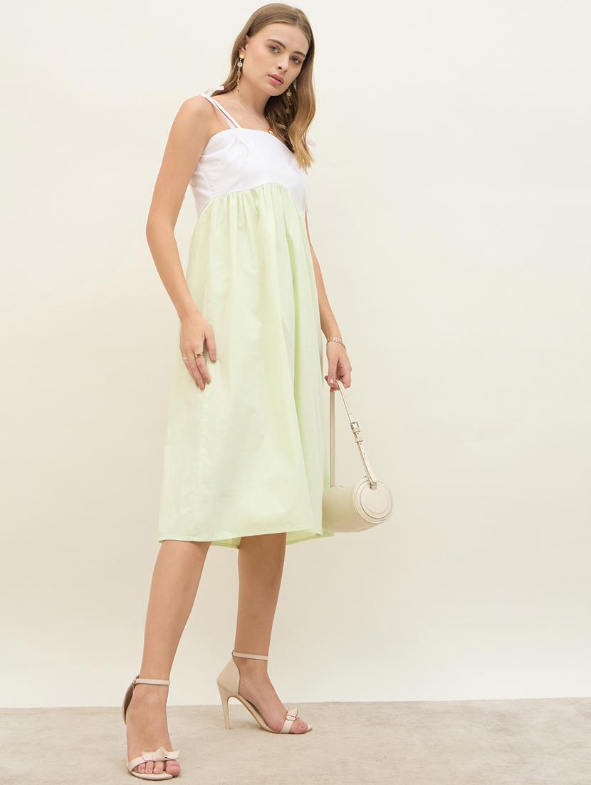 women color blocked shoulder strap a-line dress - 21971148 - Zoom Image - 0