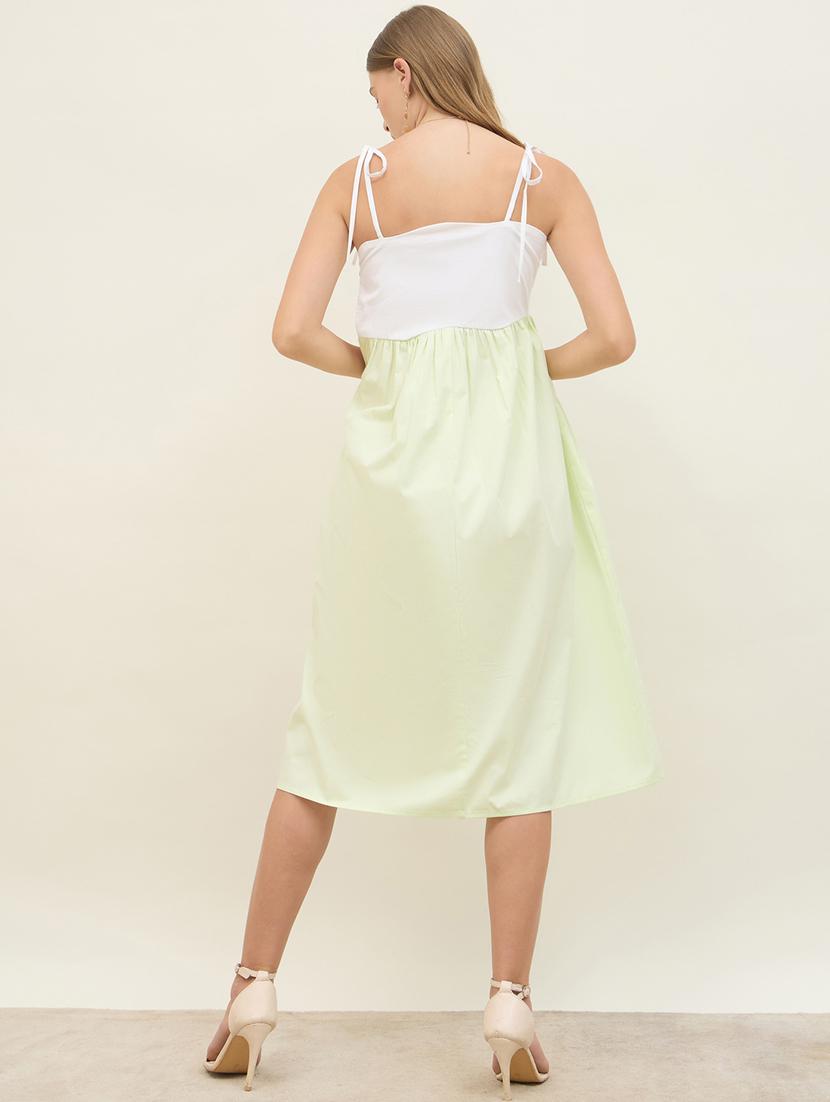 women color blocked shoulder strap a-line dress - 21971148 - Standard Image - 4