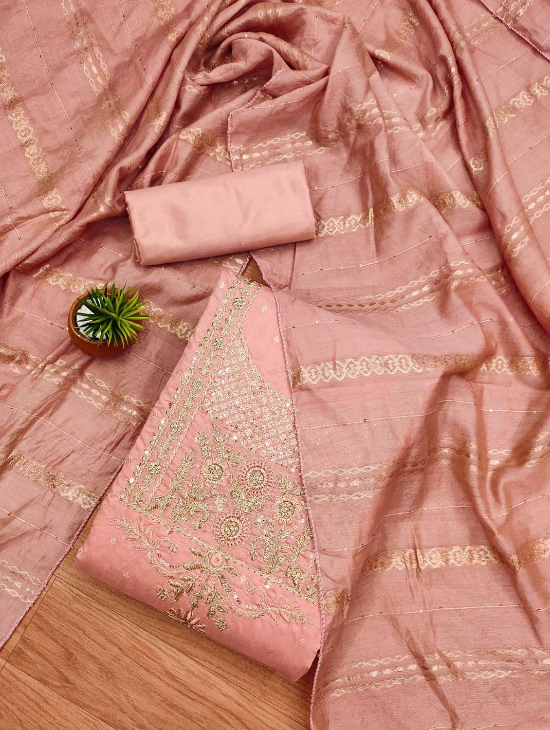 women embroidered unstitched suit set - 21971150 -  Standard Image - 1