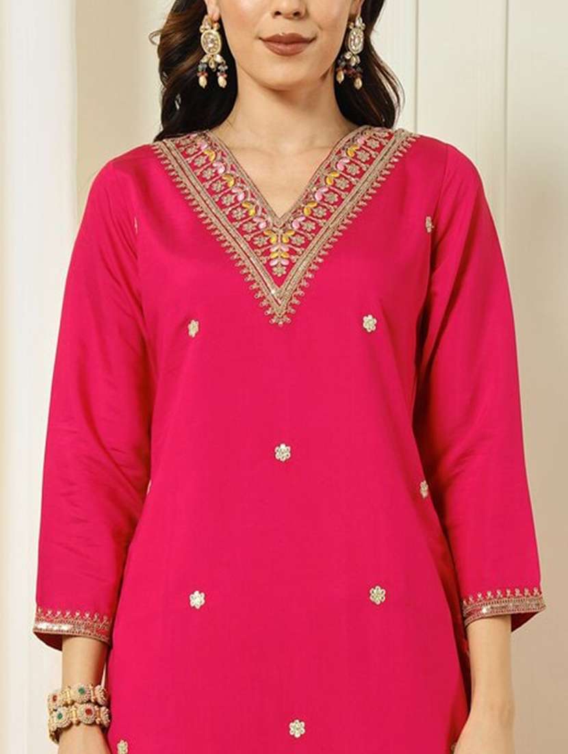 women three quarter sleeve kurta pant with dupatta set - 21971164 - Standard Image - 4