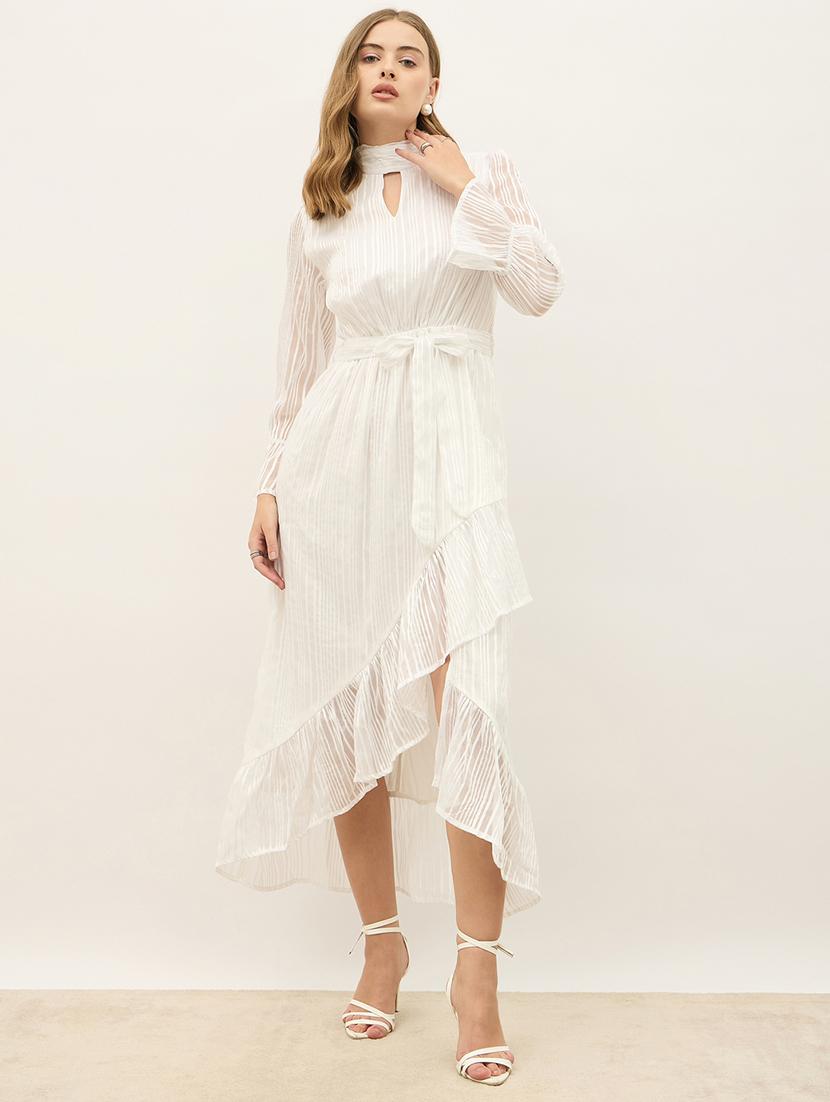 women self designed puff sleeve warp dress - 21971183 - Standard Image - 1