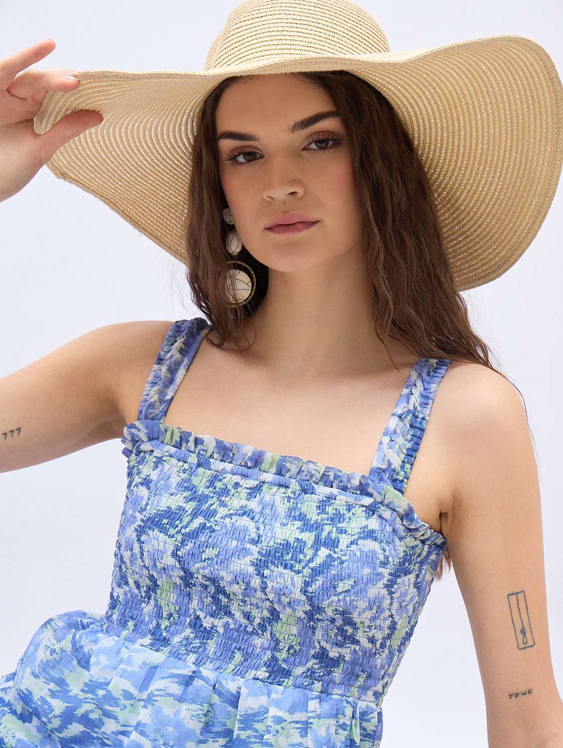 women printed shoulder strap layered dress - 21971191 -  Standard Image - 4