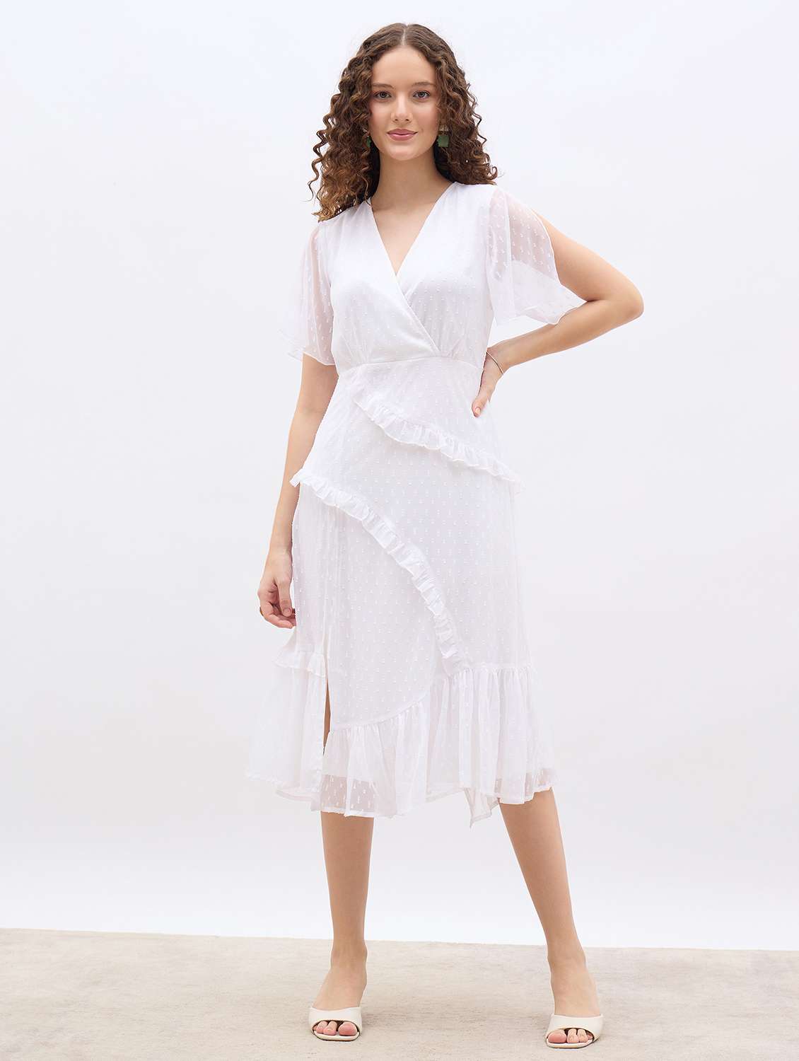 women self designed flared sleeve ruffle dress - 21971194 -  Standard Image - 1