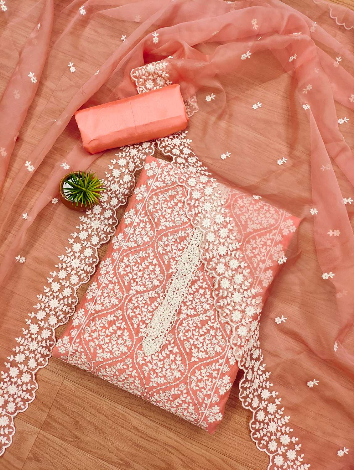 women embroidered unstitched suit set - 21971200 -  Standard Image - 1