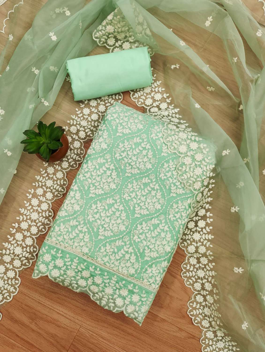 women embroidered unstitched suit set - 21971201 -  Standard Image - 1