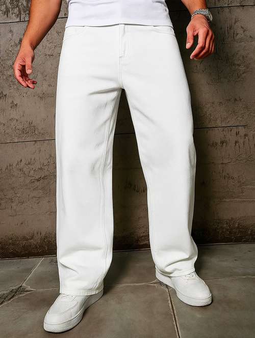 men solid mid rise baggy jean - 21971224 -  Standard Image - 0