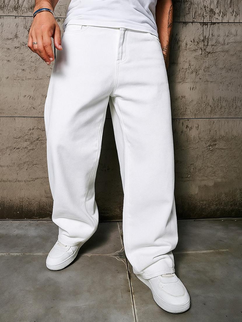 men solid mid rise baggy jean - 21971224 - Standard Image - 1