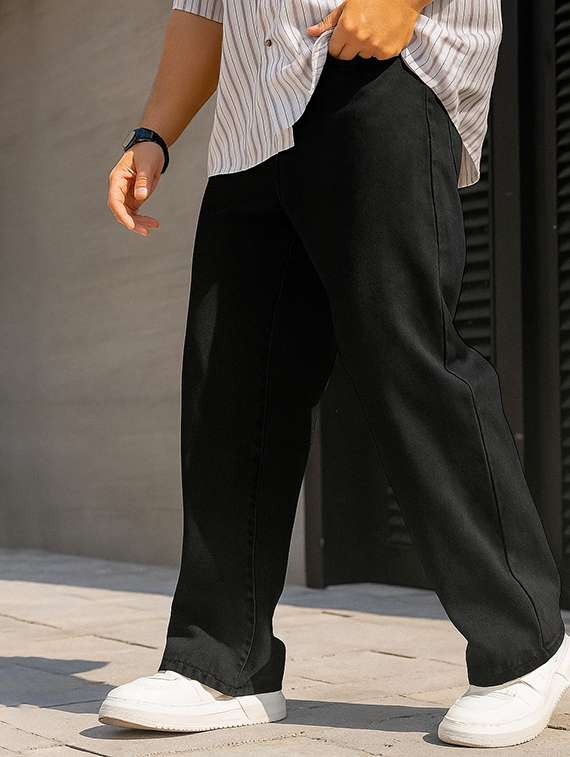 men plain mid rise full length baggy jeans - 21971228 -  Standard Image - 1