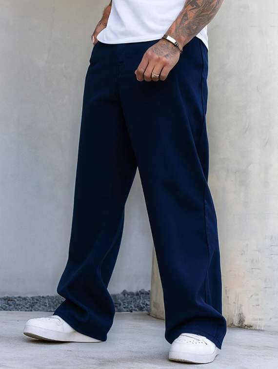 men plain mid rise full length baggy jeans - 21971235 -  Standard Image - 1