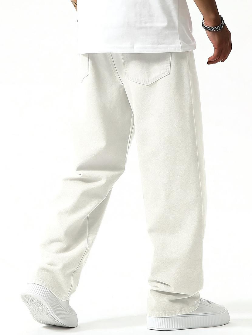 men plain mid rise full length baggy jeans - 21971239 -  Standard Image - 1