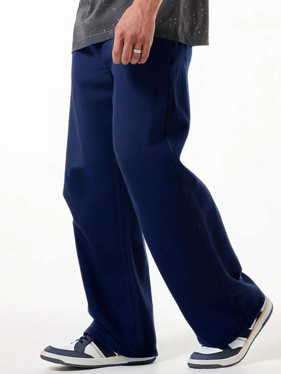 men plain mid rise full length baggy jeans - 21971245 -  Standard Image - 1