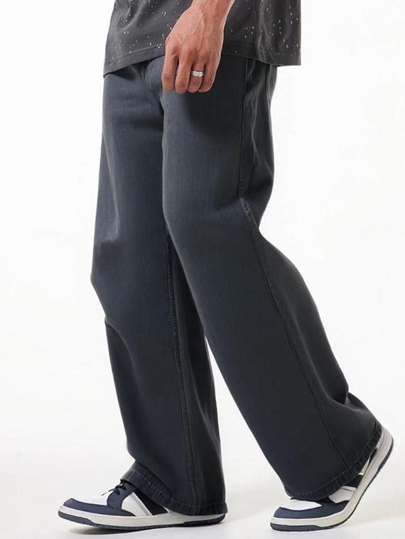 men plain mid rise full length baggy jeans - 21971246 -  Standard Image - 1