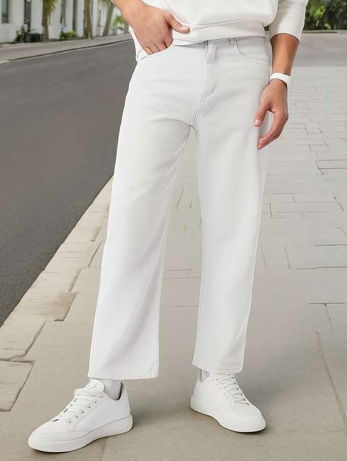 men plain mid rise full length straight fit jeans - 21971249 -  Standard Image - 0