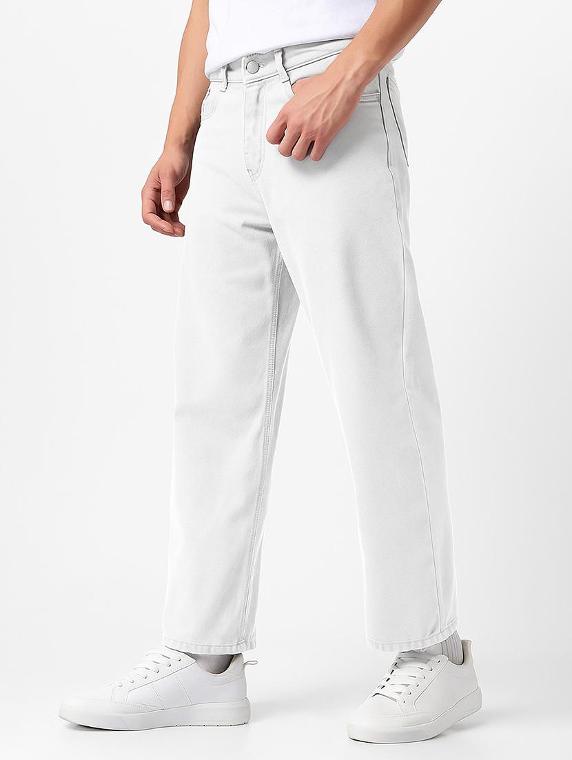 men plain mid rise full length straight fit jeans - 21971249 - Standard Image - 1