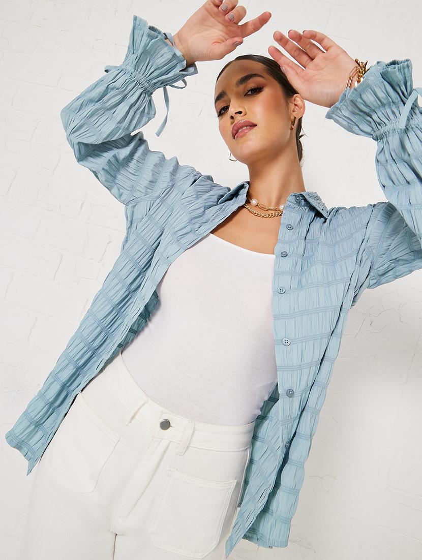 women self designed collared long sleeve shirt - 21971273 - Standard Image - 1