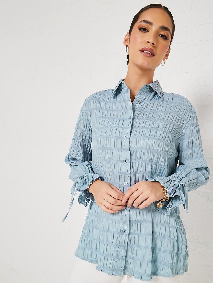 women self designed collared long sleeve shirt - 21971273 - Standard Image - 6