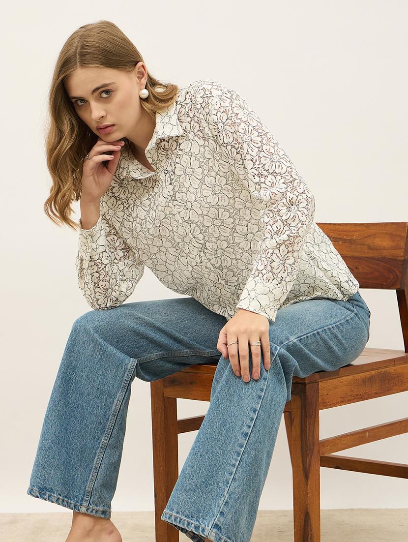 women floral print collared long sleeve shirt - 21971279 - Standard Image - 6