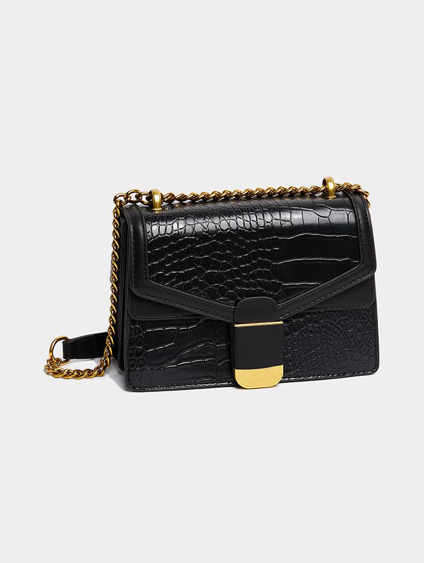 women black textured pu sling bag - 21971286 - Standard Image - 1