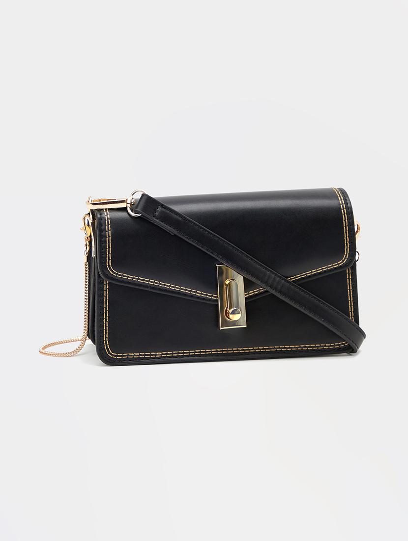 women black solid sling bag - 21971288 - Standard Image - 4