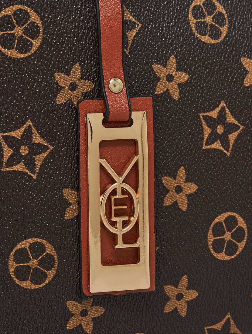 women printed tan pu leather handbag - 21971294 - Standard Image - 6