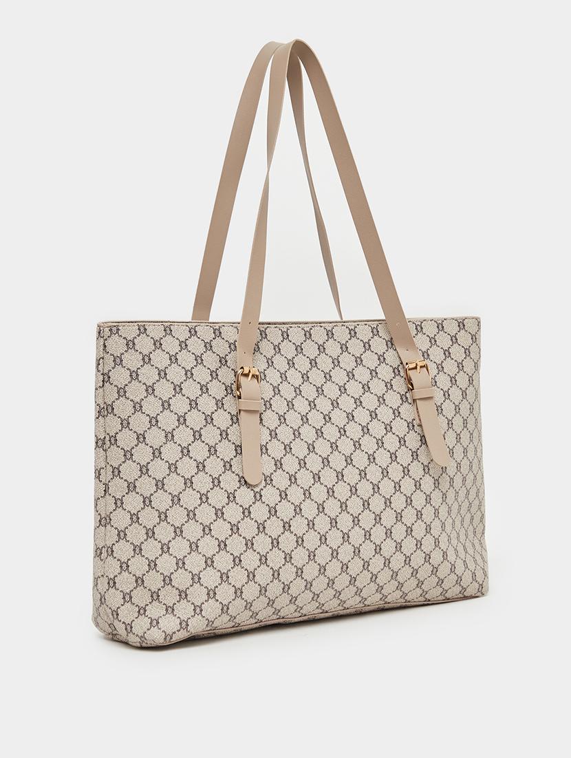 women printed beige pu shoulder bag - 21971297 - Standard Image - 4