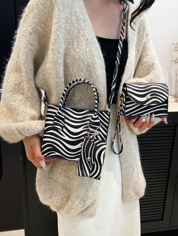 zebra printed party handbag set - 21971298 -  Standard Image - 1
