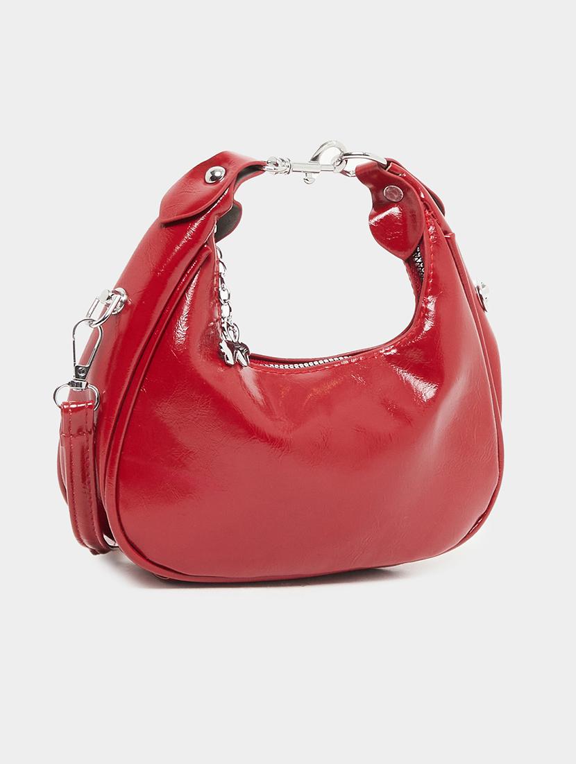 red lock detail shoulder baguette handbag - 21971299 - Standard Image - 4