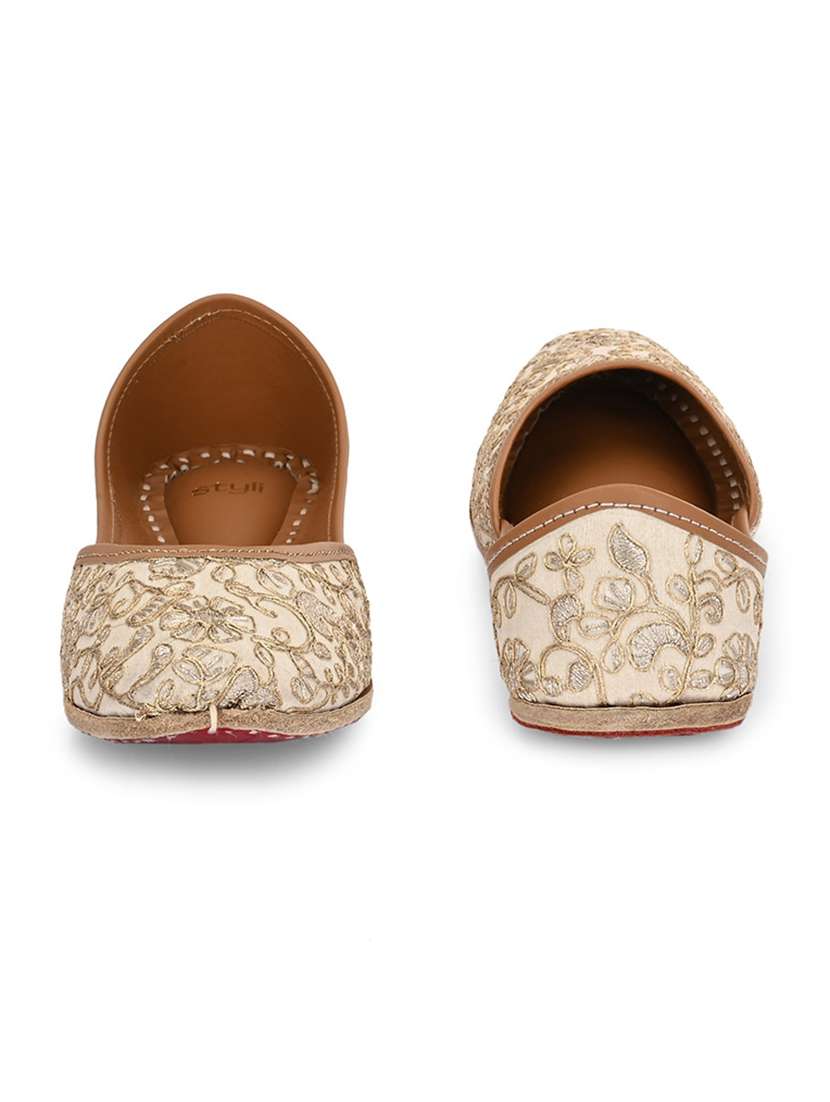women cream embroidered slip on juti - 21971308 -  Standard Image - 6