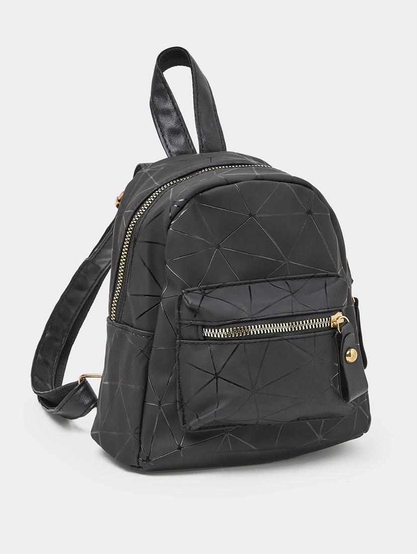 black geometric pattern fashion backpack - 21971318 -  Standard Image - 1