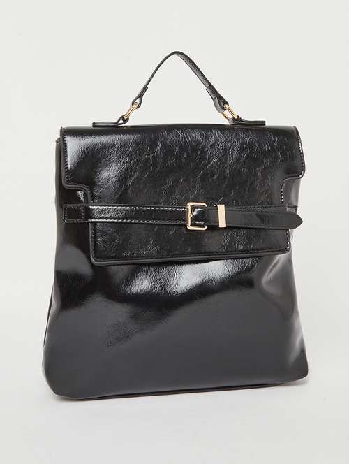 fashion black leatherette backpack