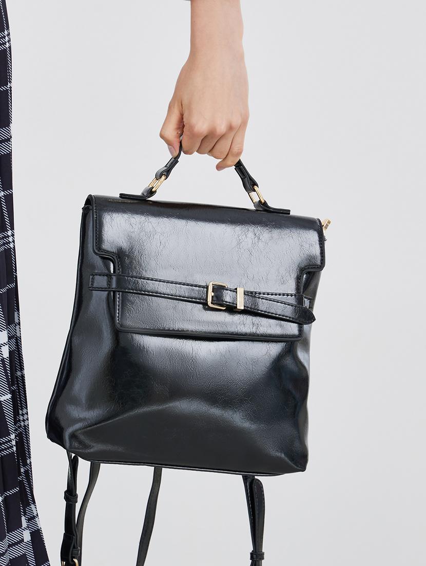 fashion black leatherette backpack - 21971323 - Standard Image - 4