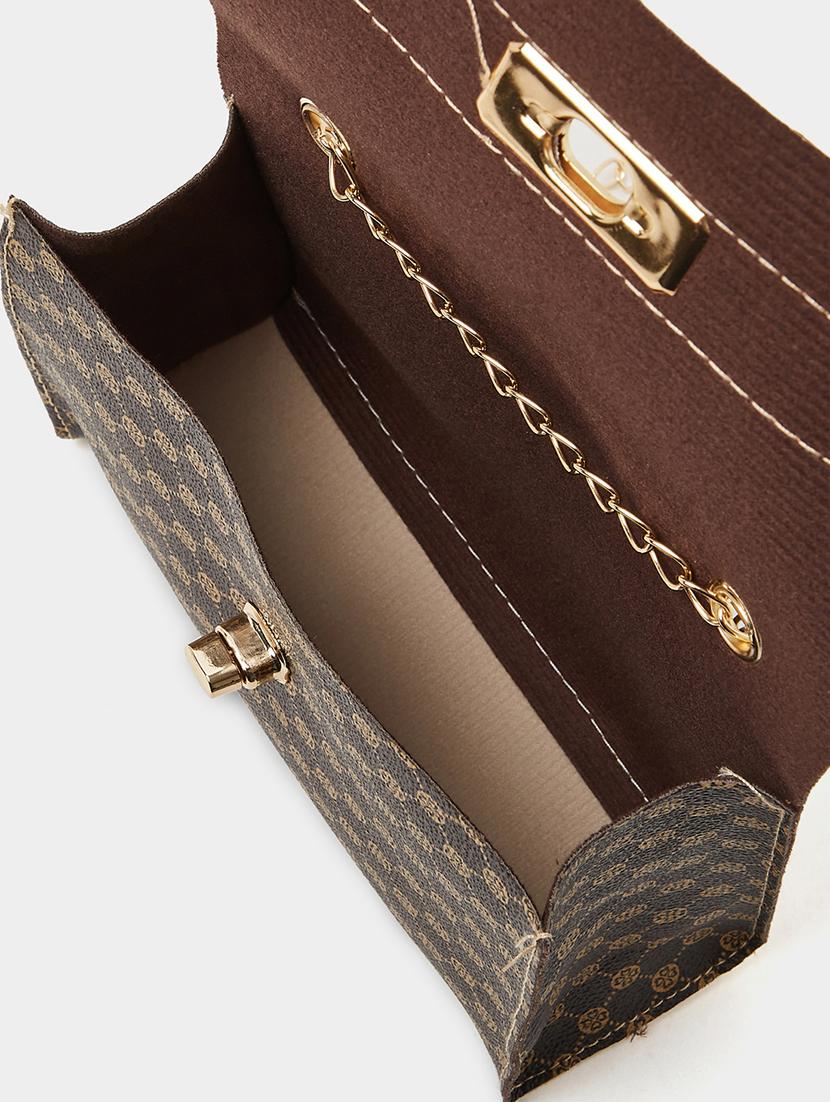 printed brown pu handbag - 21971371 - Standard Image - 4