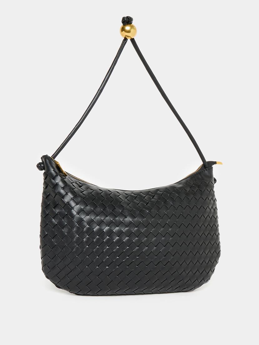 women black pu textured handbag - 21971377 -  Standard Image - 1