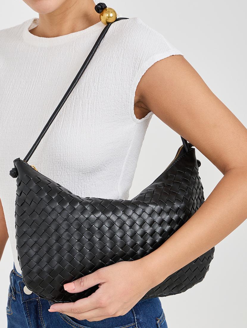 women black pu textured handbag - 21971377 - Standard Image - 6