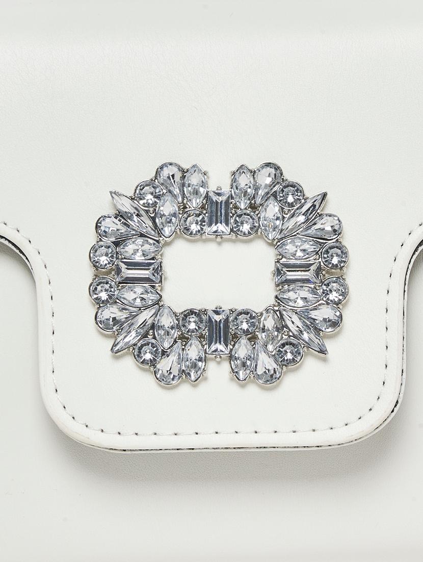 white embellished party wear pu handbag - 21971381 - Standard Image - 6