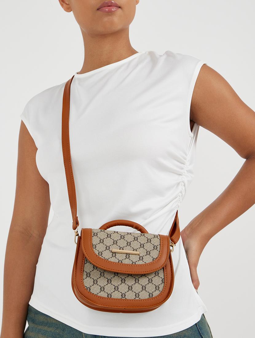 women brown printed sling bag - 21971402 - Standard Image - 1