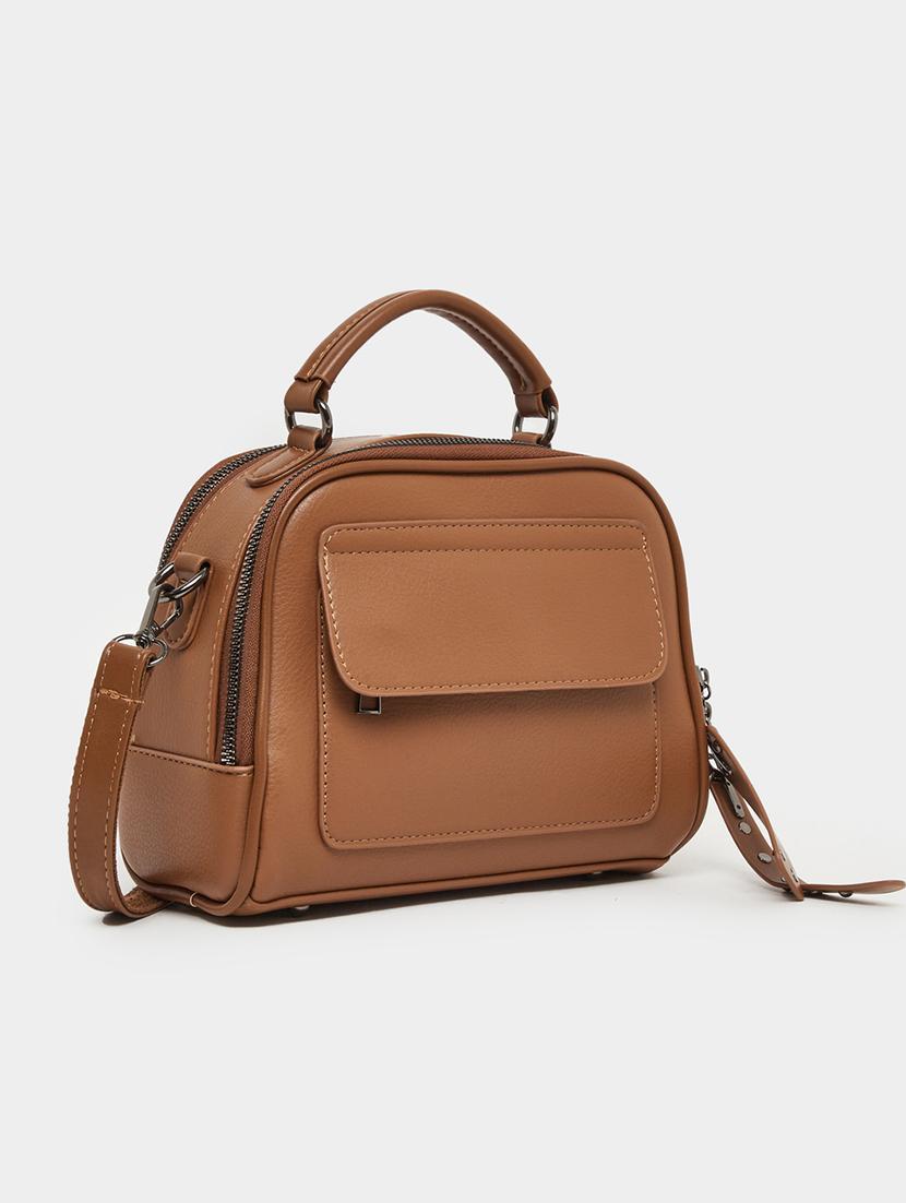 pu brown patch pocket handbag - 21971405 - Standard Image - 1