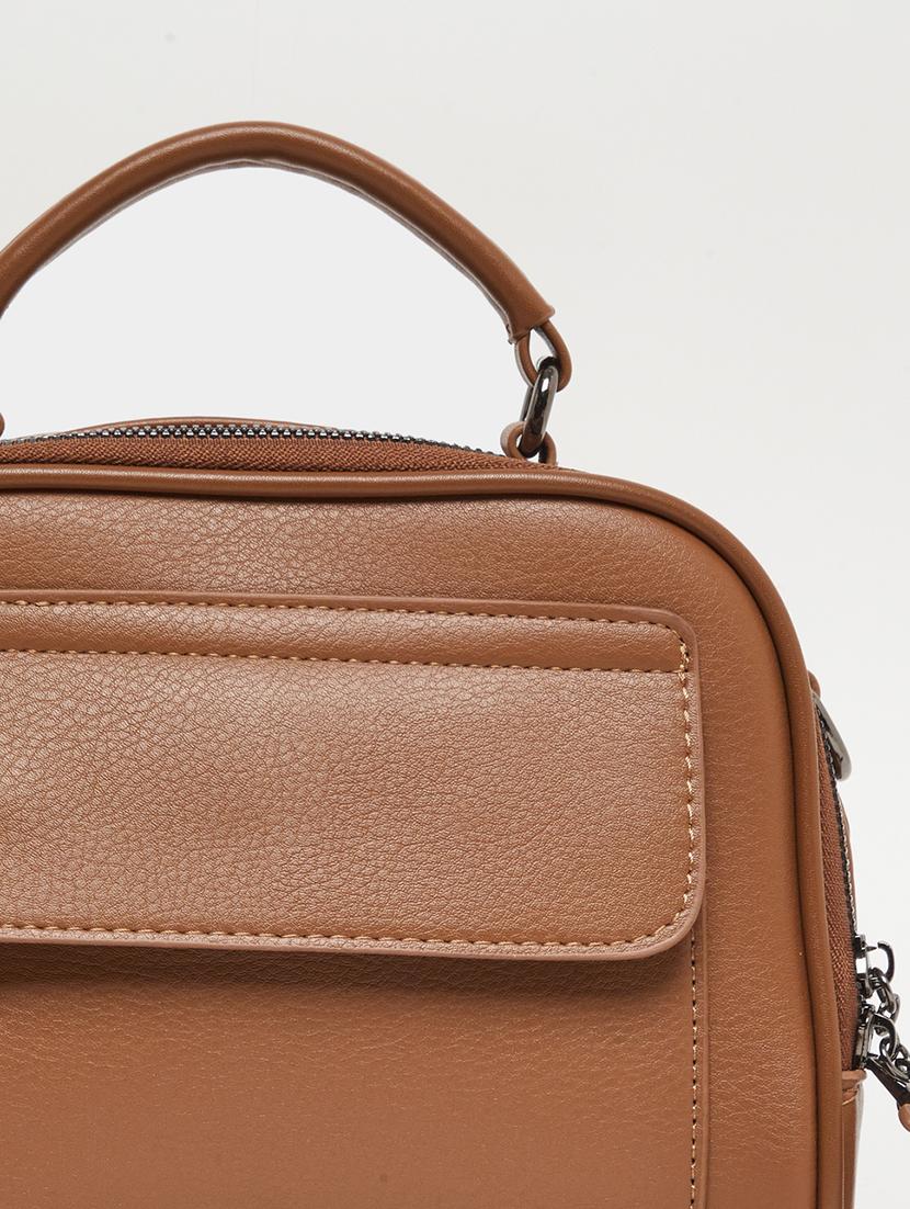 pu brown patch pocket handbag - 21971405 - Standard Image - 4