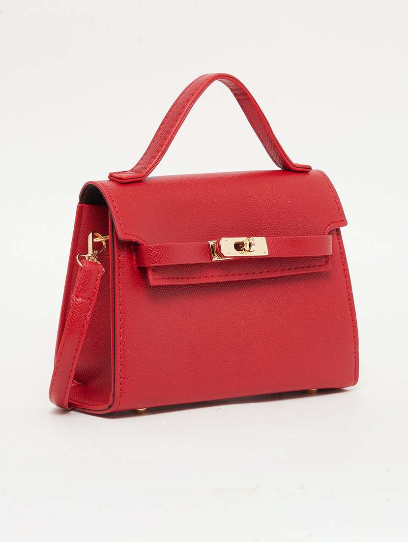Red Buckle Lock Detail Handbag