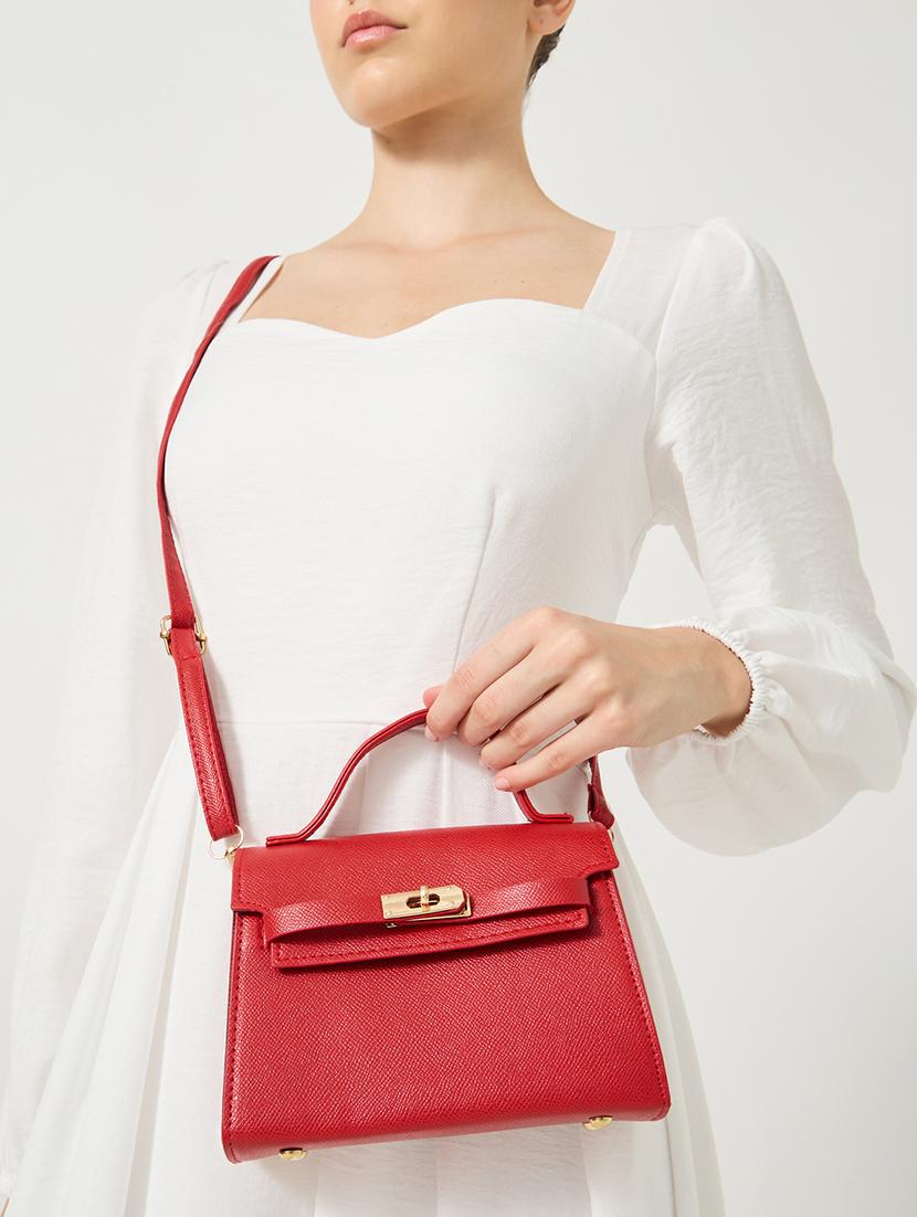 red buckle lock detail handbag - 21971409 -  Standard Image - 1