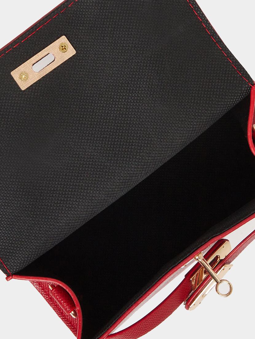 red buckle lock detail handbag - 21971409 - Standard Image - 6