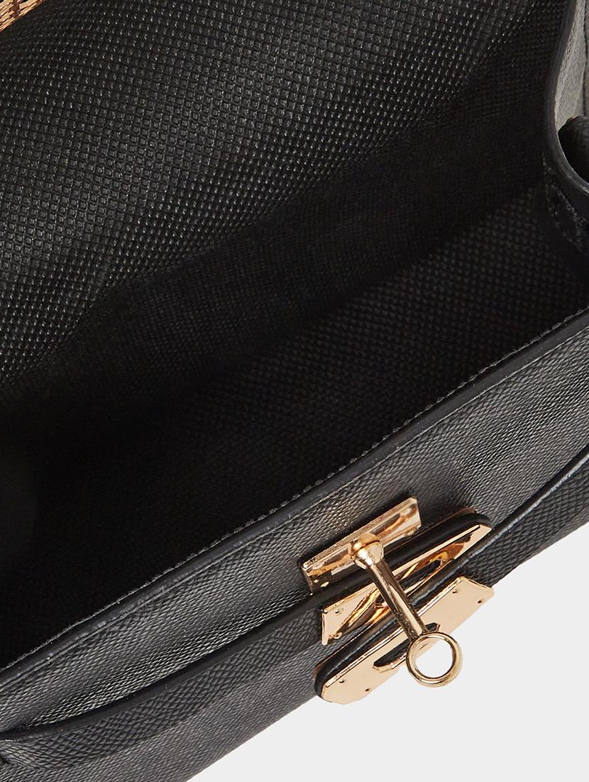 black textured pu leather handbag - 21971410 - Standard Image - 6