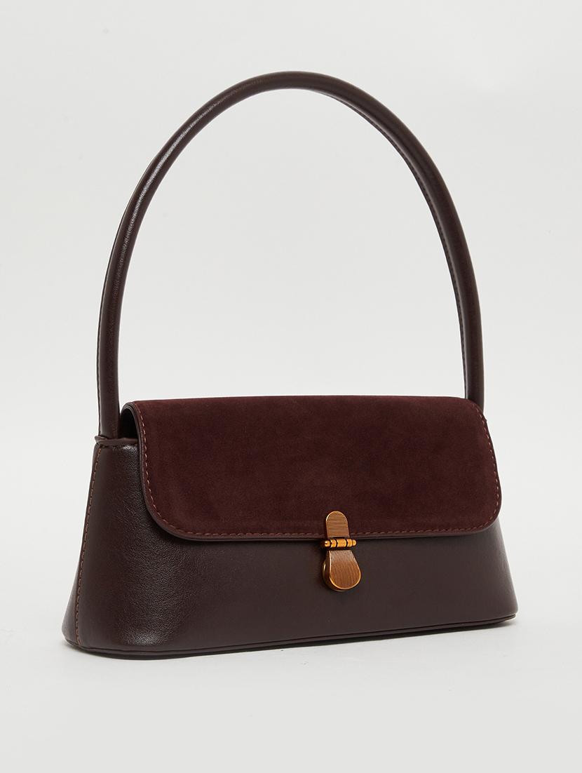 brown color block pu handbag - 21971411 - Standard Image - 1