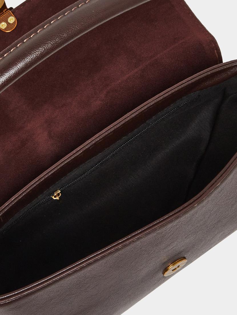 brown color block pu handbag - 21971411 - Standard Image - 4