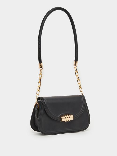 women black pu solid sling bag - 21971415 - Standard Image - 0